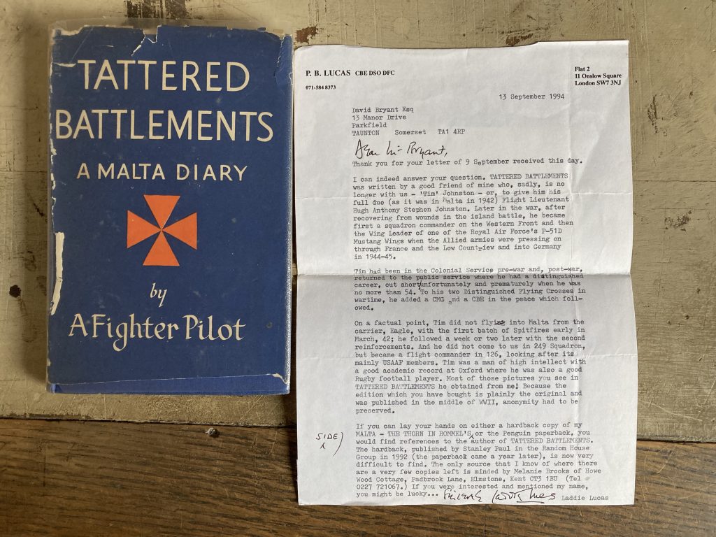 Tattered Battlements by A Fighter Pilot (Tim Johnston) with Letter